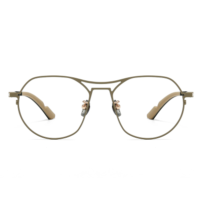 日系小众超轻纯钛眼镜框男款痞帅咖啡色设计师复古双梁眼睛框架潮