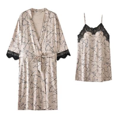 礼盒装带胸垫吊带睡袍两件套睡衣