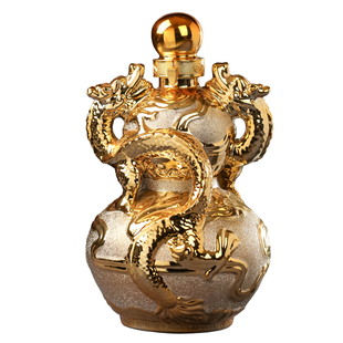 景德镇陶瓷酒瓶镀金双龙葫芦5十斤装家用密封酒坛创意摆件带礼盒