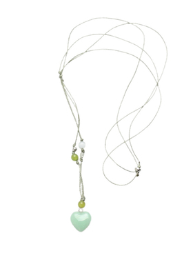 韩国小众品牌*玉色爱心水晶项链