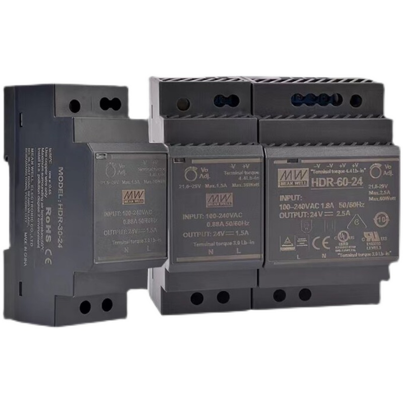 HDR明伟导轨式24V直流12V5A开关电源15/30/40/60W100W变压器DR