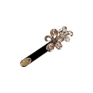 韩国高级感水晶镶钻发夹甜美气质水钻花朵边夹鸭嘴夹女刘海夹发卡