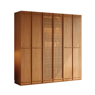 原木风全实木儿童衣柜ENF级无甲醛2025新款藤编骨格线宝宝衣橱