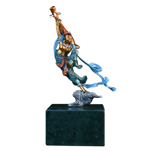 全铜琵琶神女摆件新中式禅意古典人物客厅玄关书柜古风装饰工艺品