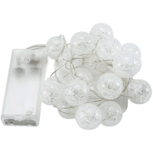 带闪灯 水晶冰裂纹珠铜线灯LED灯小圆球串灯圣诞节日装饰灯彩灯