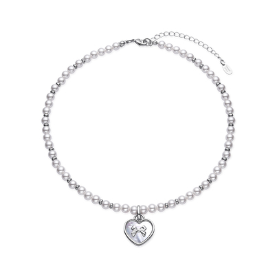 SweetWine蝴蝶结爱心珍珠项链