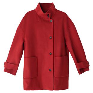 通勤女神战袍！法国柜双面羊绒呢立领兼西装款系带过臀大衣外套特