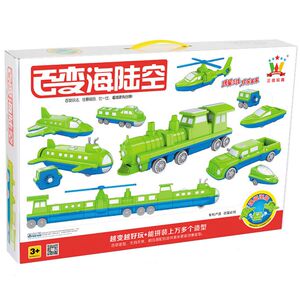 三佳海陆空磁力变形合体飞机汽车磁性拼装变形机器人金刚积木玩具