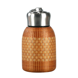 手工竹丝竹编保温杯竹子复古杯老式杯复古水杯焖茶杯竹热水316