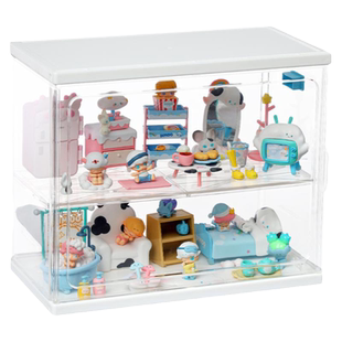 dimoo展示盒盲盒收纳泡泡玛特透明亚克力积木摆件场景手办盒防尘