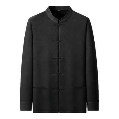 新中式立领盘扣衬衫男士加绒保暖