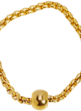 时尚钛钢镀18K金圆珠链条戒指