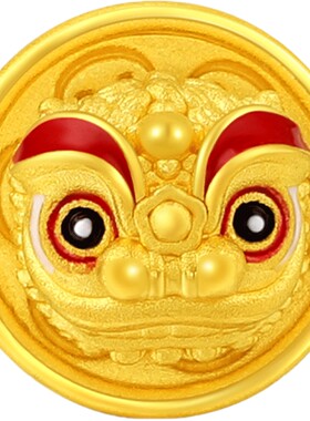 潮宏基喜狮连连黄金串珠足金3D硬金转运珠醒狮国潮宝宝可转动