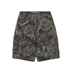 714street水洗迷彩工装短裤男2025夏季新款宽松美式复古直筒裤子