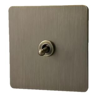 香港马来西亚欧式德式复古黄铜拨杆古董双开关插座面板青铜古金属