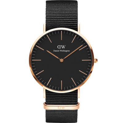 DW手表纯色织纹40mm大表盘男表