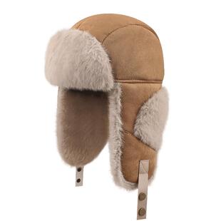 法国Montaigne/蒙田麂皮绒加厚雷锋帽子2024冬护耳保暖户外骑车帽