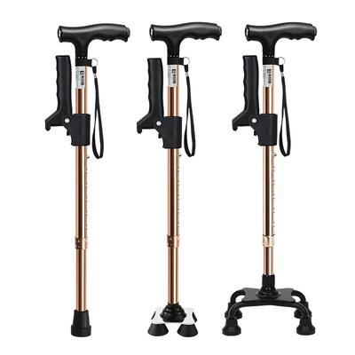 日本乐来福伸缩带灯四脚老人拐杖