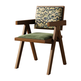 藤编椅子昌迪加尔椅加厚家用北欧日式靠背椅阳台休闲椅实木餐桌椅