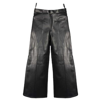 无性别拖地A字型硬挺复合皮裤NOP