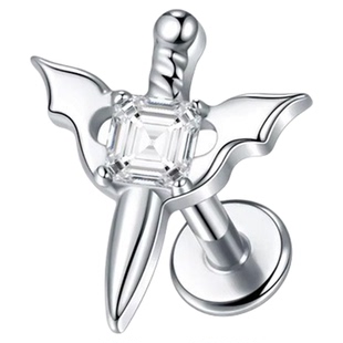 天使圣剑方晶耳钉f136高抛光钛合金0.9牙内螺纹防过敏 亚文化免摘