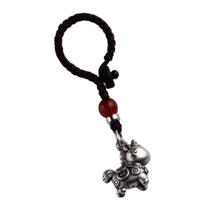 【马上有钱】足银马钥匙扣2026新款马年车钥匙挂件平安招财挂饰品