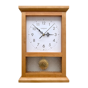 将造实木钟表静音挂墙时钟原木摆钟座钟日式复古长方形石英钟表