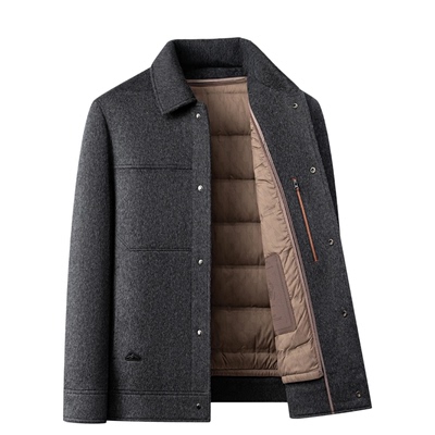 短款羽绒服夹克外套男羊绒大衣冬