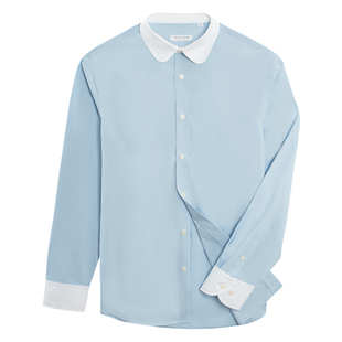 CULTUM 1930s复古纯棉伊顿领拼色领修身长袖衬衫男士商务休闲衬衣