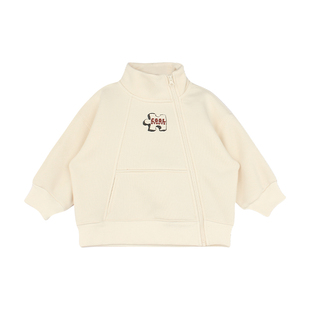 大耳象女童印花斜边拉链加绒卫衣冬季新款宝儿立领保暖加厚上衣