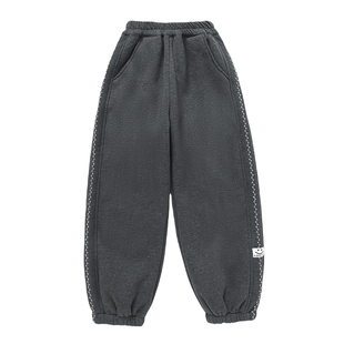 女童加绒加厚卫裤秋冬新款宽松束脚裤中大童洋气百搭裤子