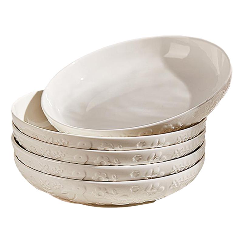 高级感盘子菜盘家用釉下彩8寸菜碟子好看的陶瓷餐盘深盘碗碟餐具