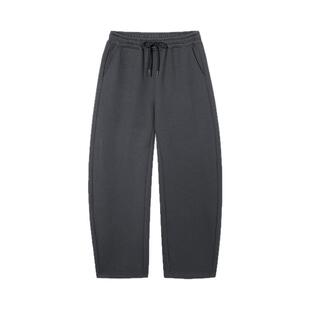 PSO Brand男装女装空气层加厚加绒灰色卫裤宽松阔腿弯刀长裤保暖