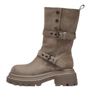 达芙妮西部短靴子女2025秋季新款旅游骑士靴两穿厚底马丁靴女初秋