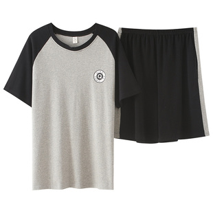 夏季短袖睡衣套装大码男士家居服韩版春秋天可外穿运动青少年薄款