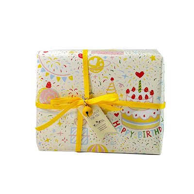 手绘可爱奶油风生日蛋糕礼品纸