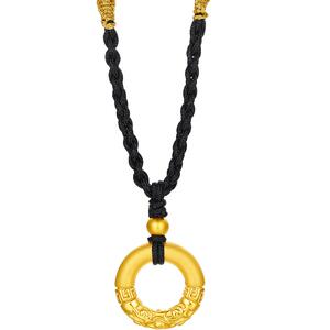 周六福黄金项链女款祥云乾坤圈平安扣定价3d硬金吊坠官方送礼物