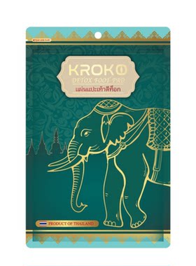 泰国进口KROKO大象足贴 竹醋艾草护理脚贴助睡眠男女通用买一送二