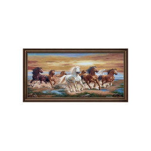 农村迎门墙壁画美式八骏图客厅挂画沙发背景墙装饰画高档大气2026