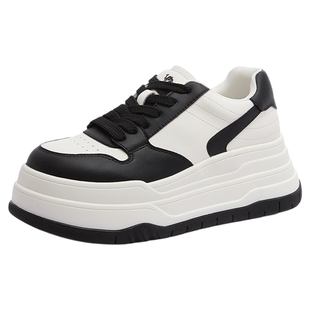 骆驼女鞋2025冬季新款时尚厚底内增高板鞋百搭休闲滑板鞋小白鞋女