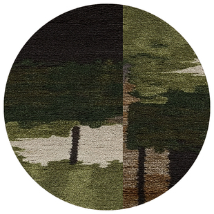 地毯客厅2026新款圆形地垫绿色复古风沙发茶几毯书房转椅垫可定制