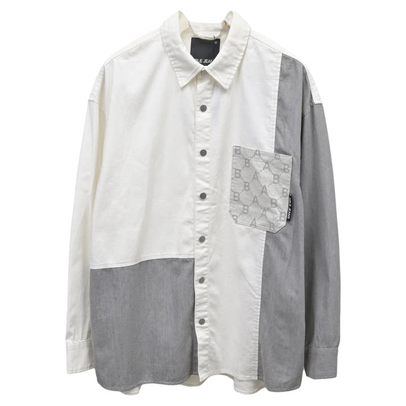 ABLE,JEANS拼色大码长袖衬衫