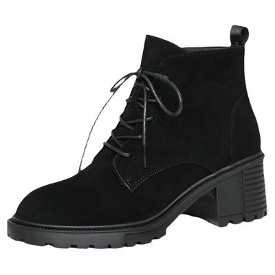 磨砂皮英伦马丁靴系带短筒女鞋