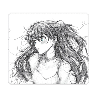 lumen凝黑白明日香鼠标垫EVA电竞动漫线稿二次元电脑游戏办公桌垫