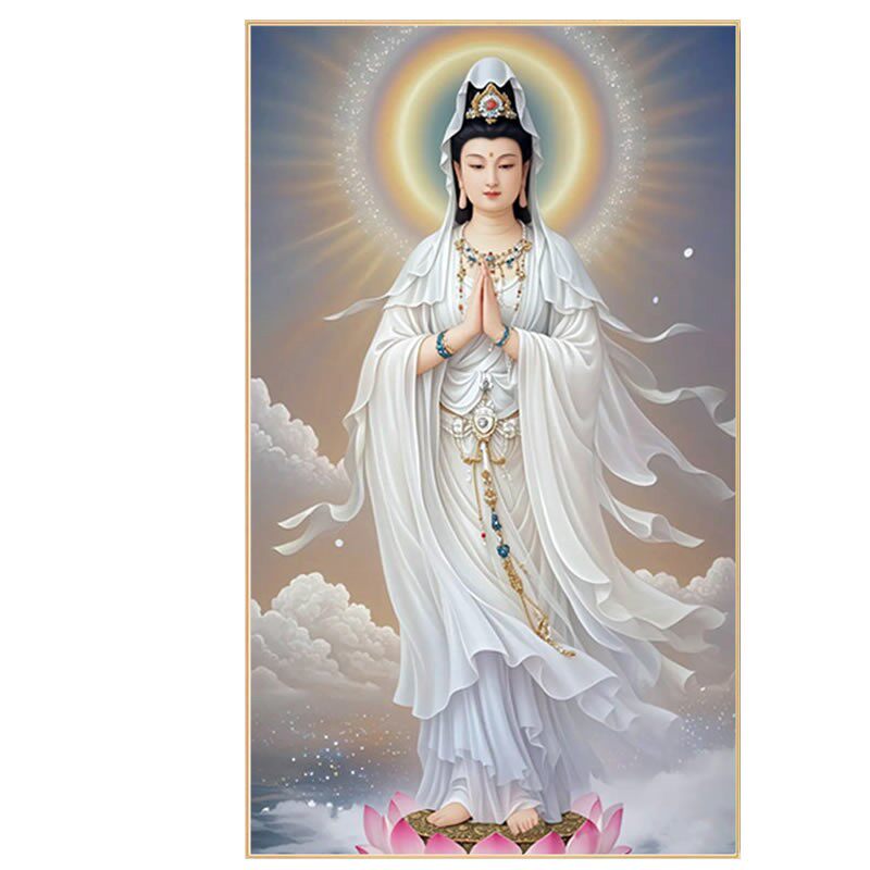 2026年新款佛像钻石画南海观音站像供奉手工点粘砖贴钻十字绣家用