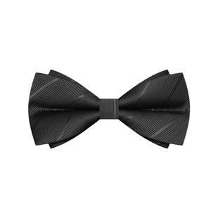 罗蒙领结婚礼男西装衬衫结婚新郎领带黑色伴郎男士双层西服蝴蝶结