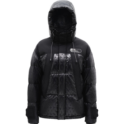 拼接赛车感无性别连帽短款羽绒服