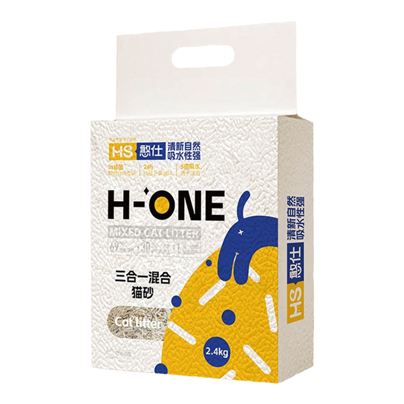 HS猫砂豆腐膨润土混合砂除臭无尘憨仕白茶海盐原味植物猫沙2.4kg