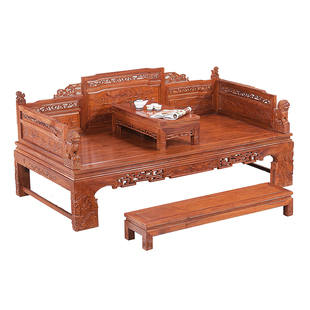 红木罗汉床榻刺猬紫檀家具非洲花梨木中式古典睡躺椅床套素面雕花