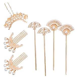 古装汉服唐风发饰掩鬓明制复古宫廷发梳头饰品发钗合金发冠发簪